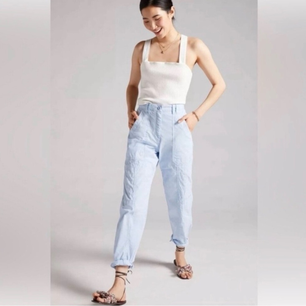 Anthropologie Maeve Light Blue Cargo Pants, size 4